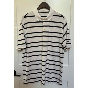 Men's Nike Golf Polo shirt Black and White Stripe Large